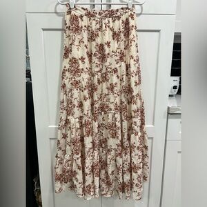 Altr’d State - Cream and Brown Floral Maxi Skirt